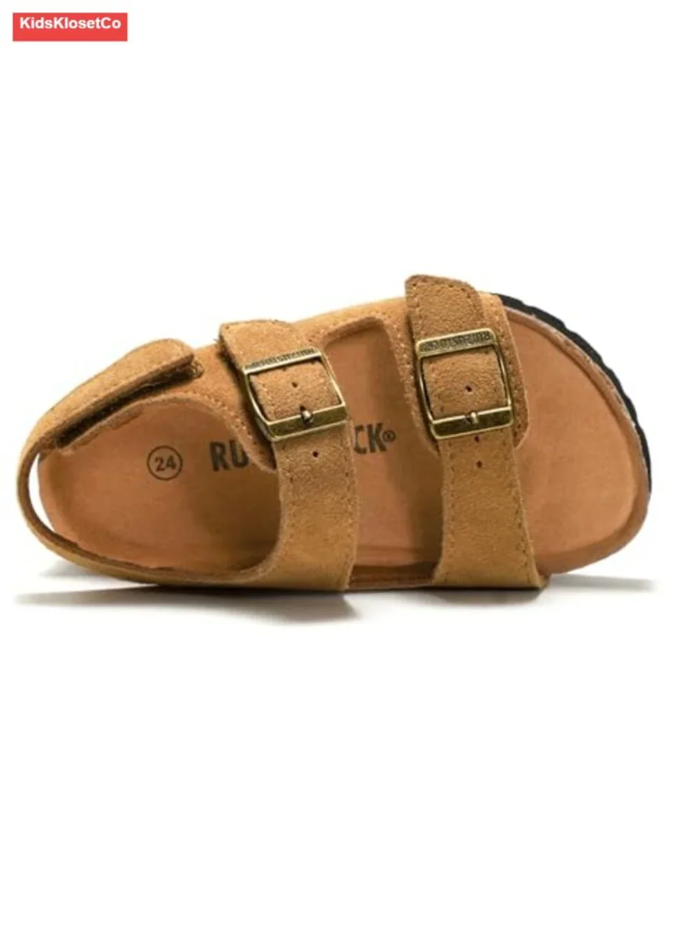 Suede Toddler Sandals with Cork Insole and Adjustable Buckle Back Strap Non-Slip